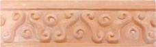 hand crafted bull nose designer cermic tile with a high relief design and a one color glaze