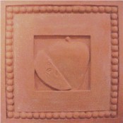 handmade ceramic tile with a high relief design and a one color glaze
